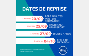 Dates de reprise pour la saison 2021/2022