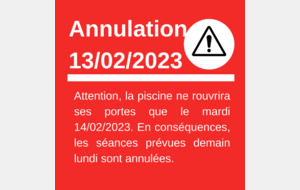 ANNULATION 13/02/2023