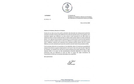 Message du Comité National Olympique et Sportif Français