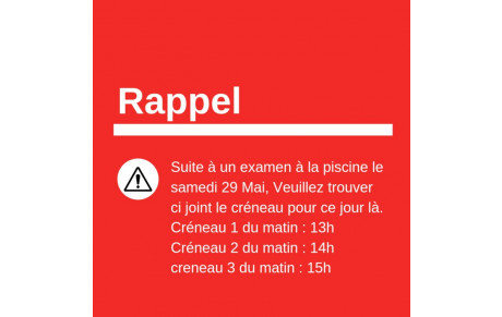 Rappel modification creneaux