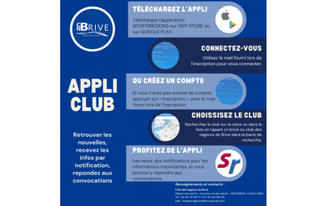 Recevez les informations importantes du club grace à l'appli