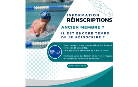 Il est encore temps de se réinscrire ! 