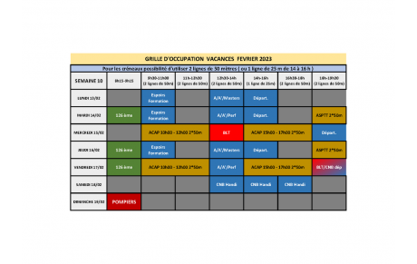 Planning vacances de février