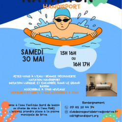Découverte de la natation Handisport le 30 mai de 15h à 17H